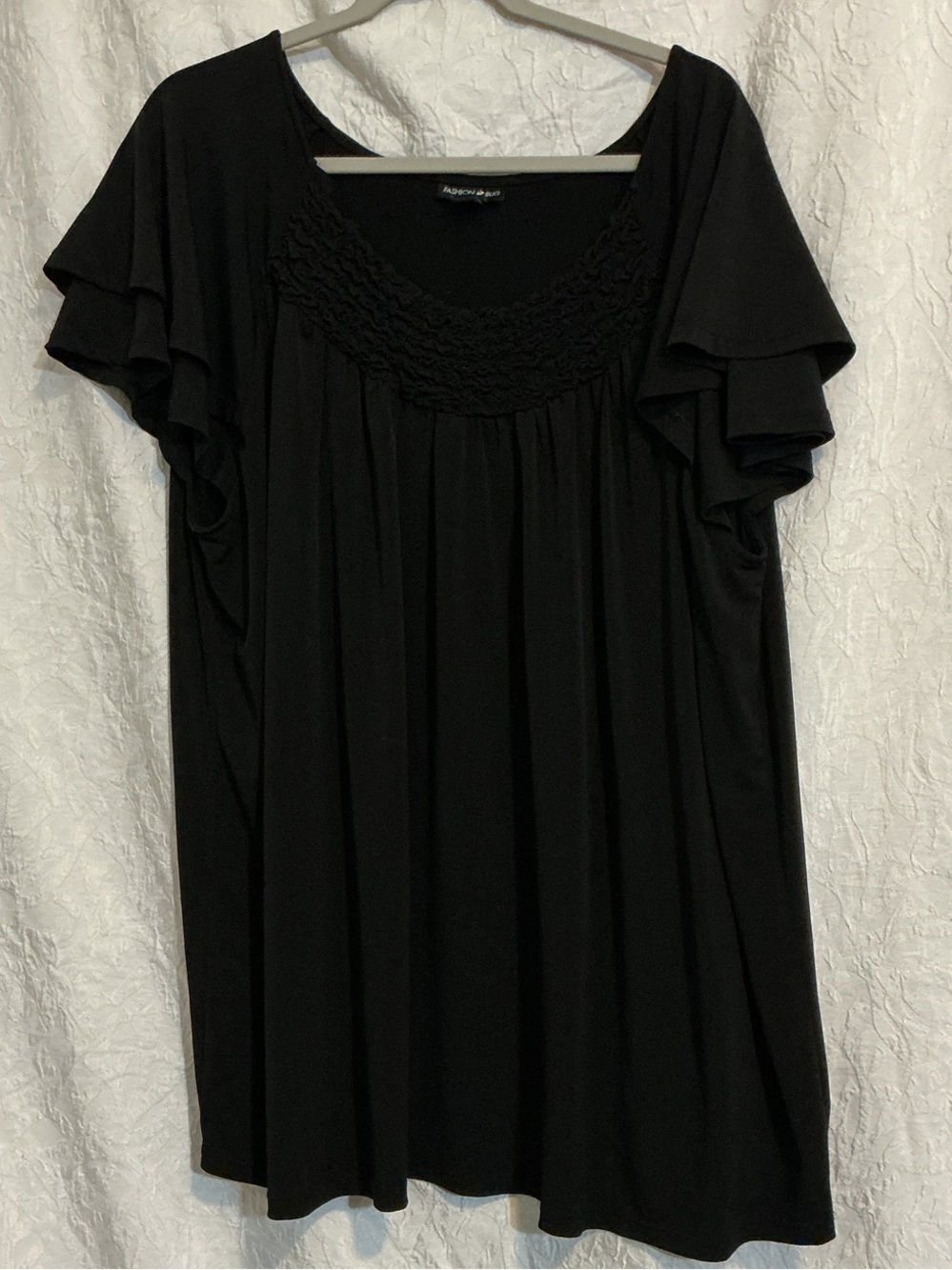 Fashion Bug Black Flutter Sleeve Scoop Neck Tunic
